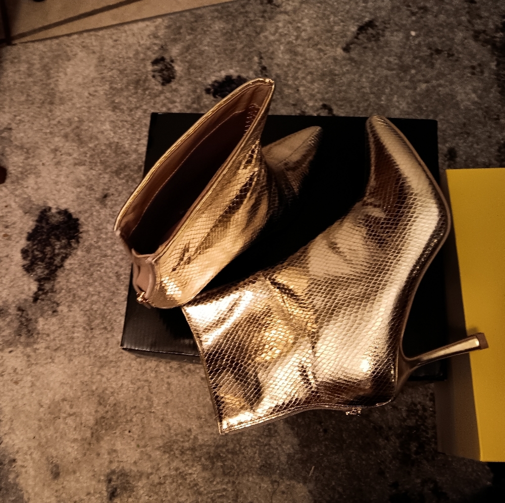 New York and Company Gold Ankle Bootie